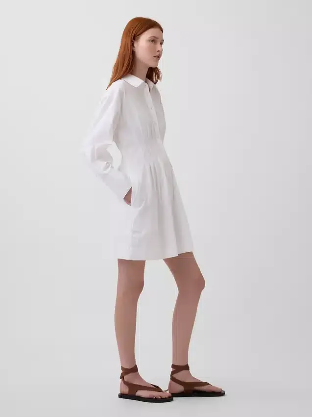 Mini-robe chemise plissée