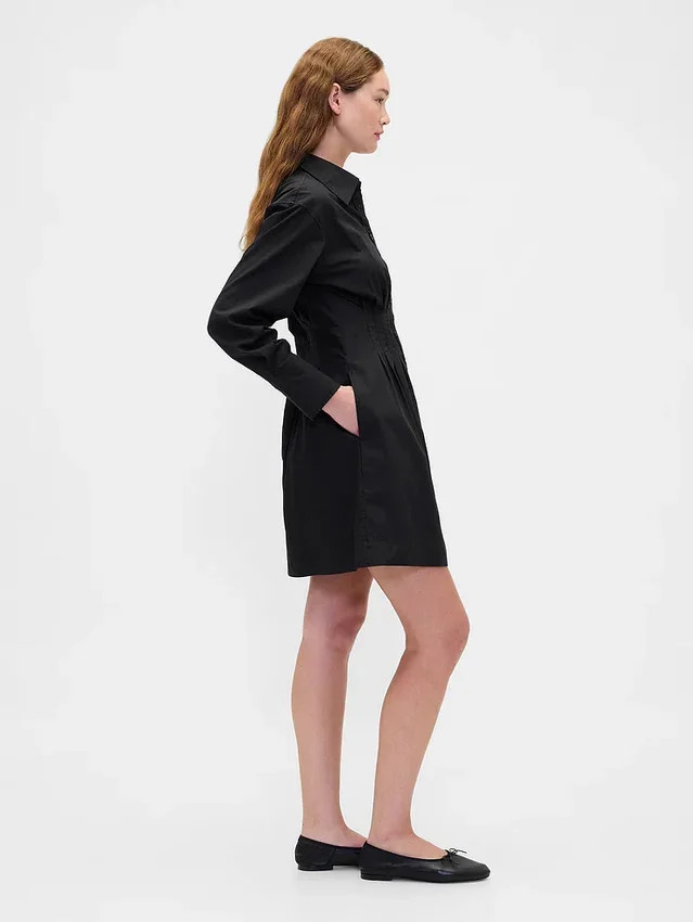 Mini-robe chemise plissée