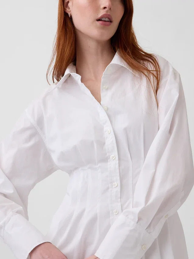 Mini-robe chemise plissée