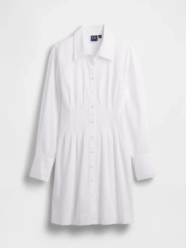 Mini-robe chemise plissée