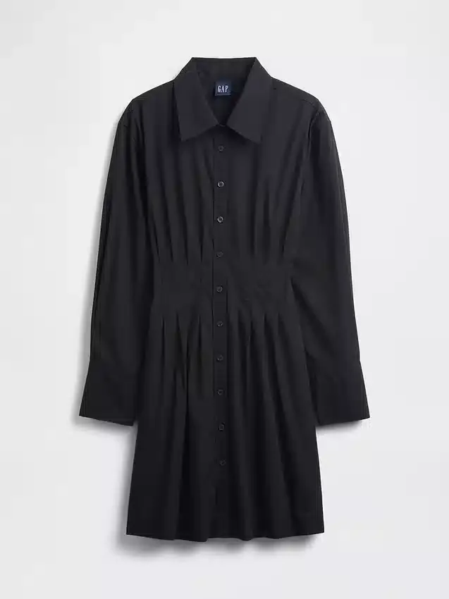 Mini-robe chemise plissée
