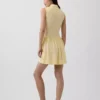 Mini-robe chemise à taille basse en mélange de lin