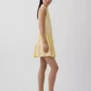 Mini-robe chemise à taille basse en mélange de lin
