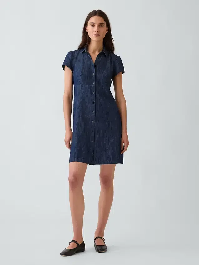 Mini-robe chemise à taille empire
