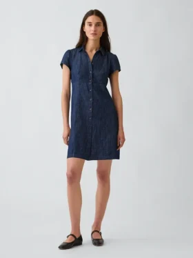 Mini-robe chemise à taille empire