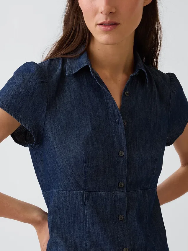 Mini-robe chemise à taille empire