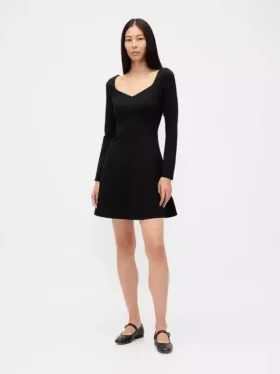 Mini-robe corset à encolure en cœur en double tricot