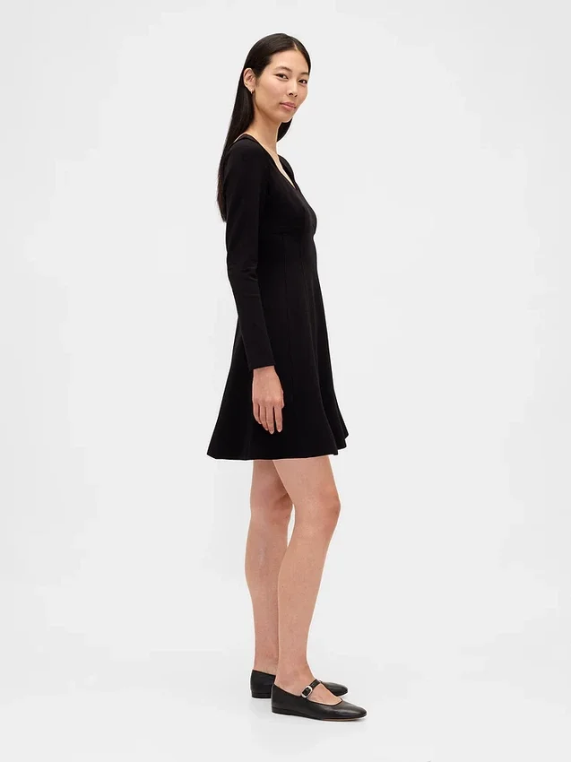 Mini-robe corset à encolure en cœur en double tricot