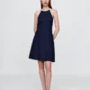 Mini-robe dos nu en mélange de lin