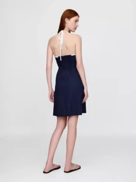Mini-robe dos nu en mélange de lin