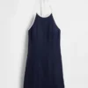 Mini-robe dos nu en mélange de lin