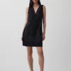Mini-robe droite brodée en mélange de lin