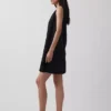 Mini-robe droite brodée en mélange de lin