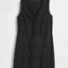 Mini-robe droite brodée en mélange de lin