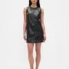 Mini-robe droite en cuir vegan