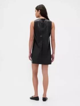 Mini-robe droite en cuir vegan
