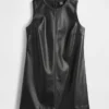 Mini-robe droite en cuir vegan