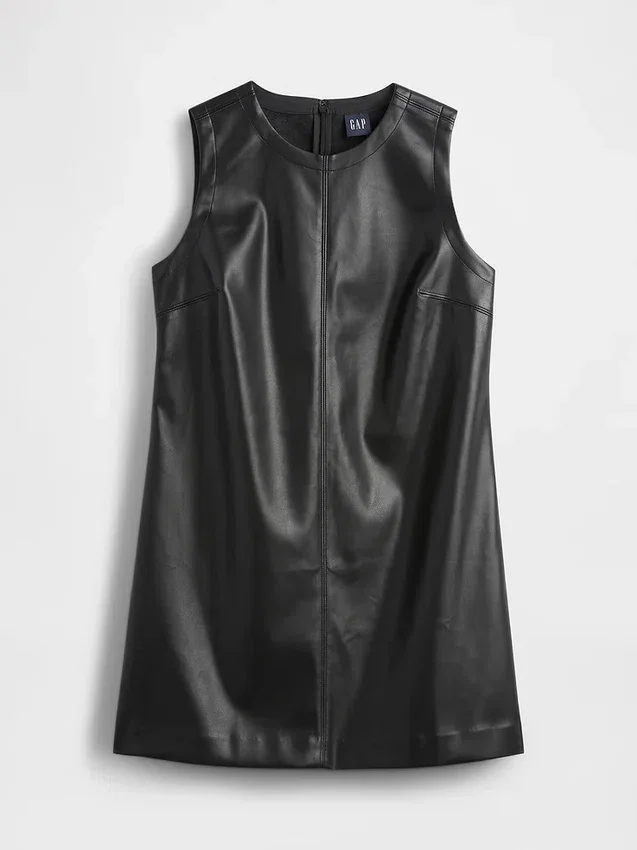Mini-robe droite en cuir vegan