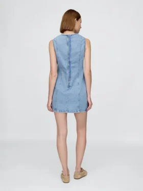Mini-robe droite en denim