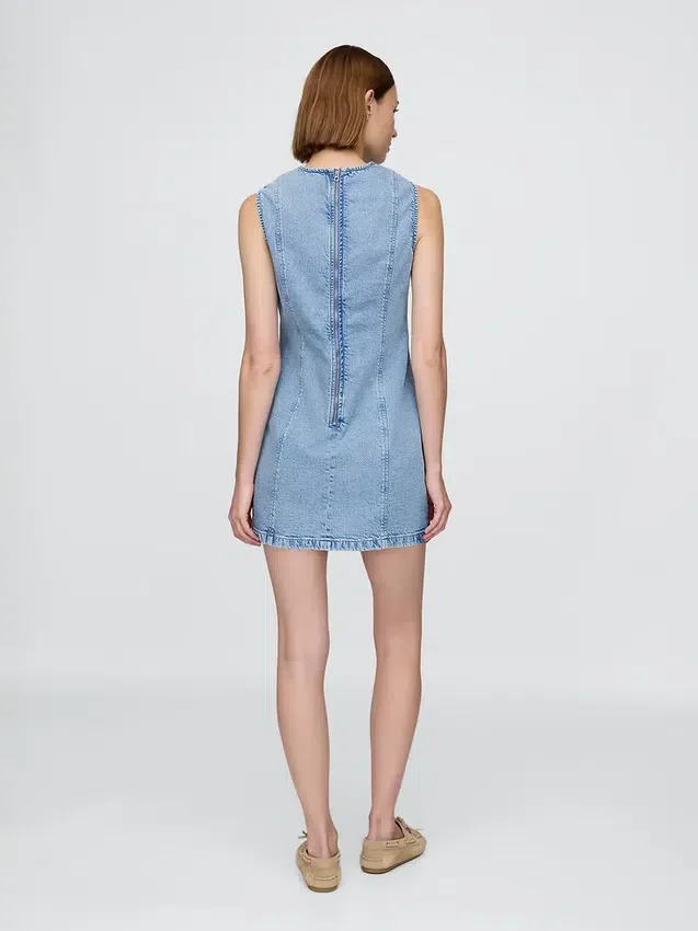 Mini-robe droite en denim