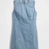 Mini-robe droite en denim