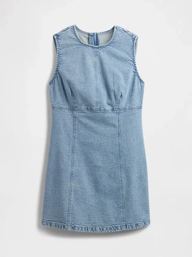 Mini-robe droite en denim