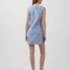 Mini-robe droite en denim à carreaux