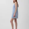 Mini-robe droite en denim à carreaux