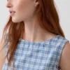 Mini-robe droite en denim à carreaux