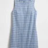 Mini-robe droite en denim à carreaux
