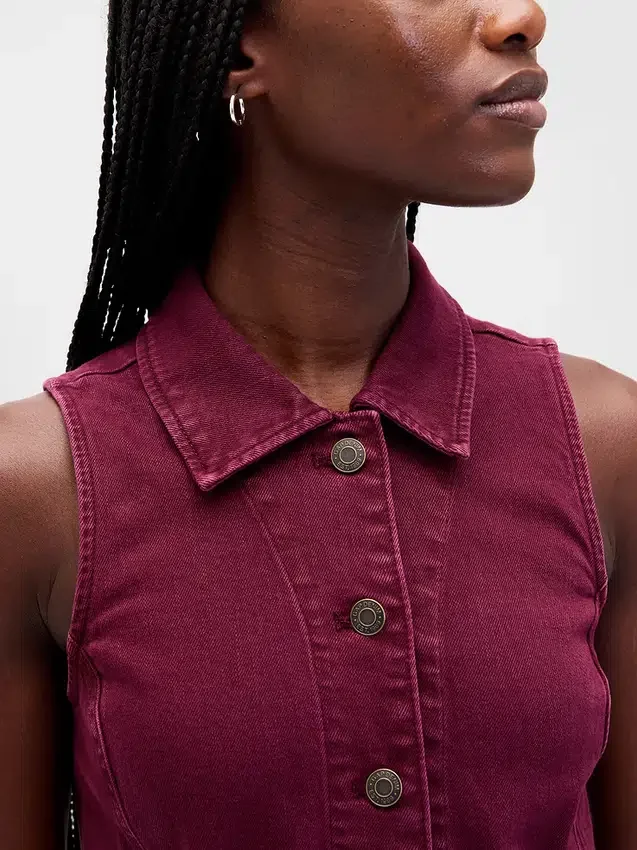 Mini-robe droite en denim à col