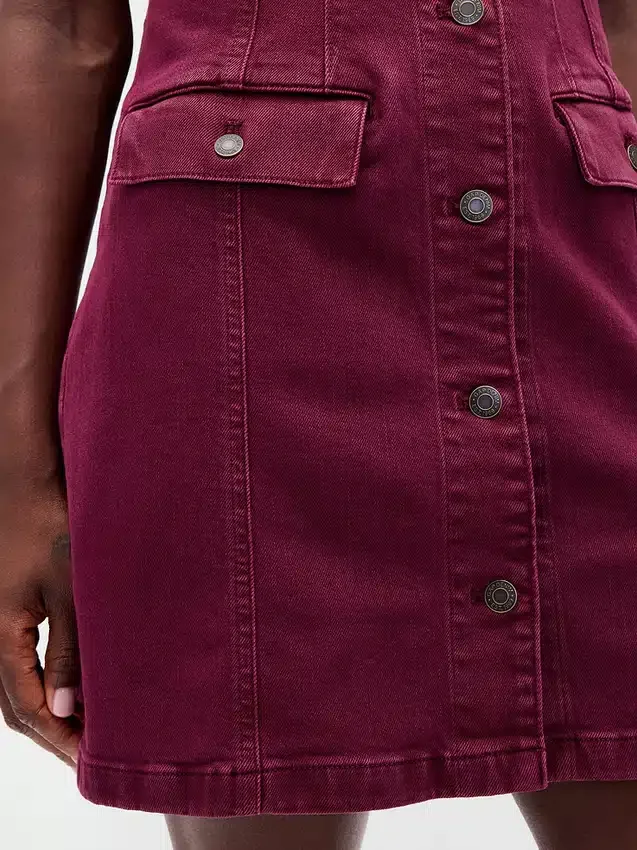 Mini-robe droite en denim à col