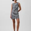 Mini-robe droite en denim vichy