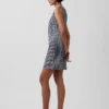 Mini-robe droite en denim vichy