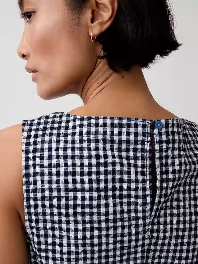 Mini-robe droite en denim vichy
