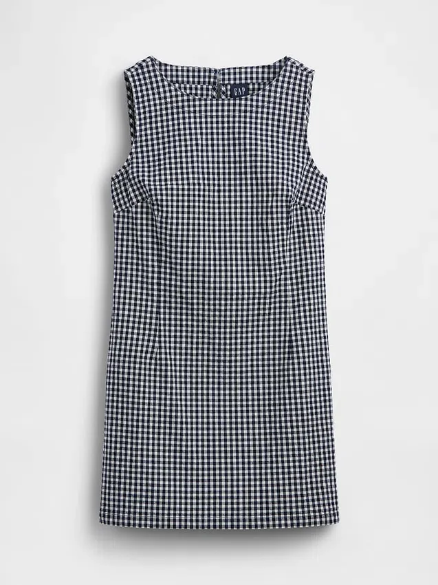 Mini-robe droite en denim vichy