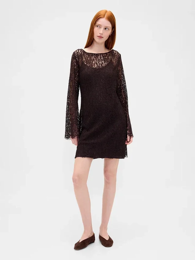 Mini-robe droite en dentelle