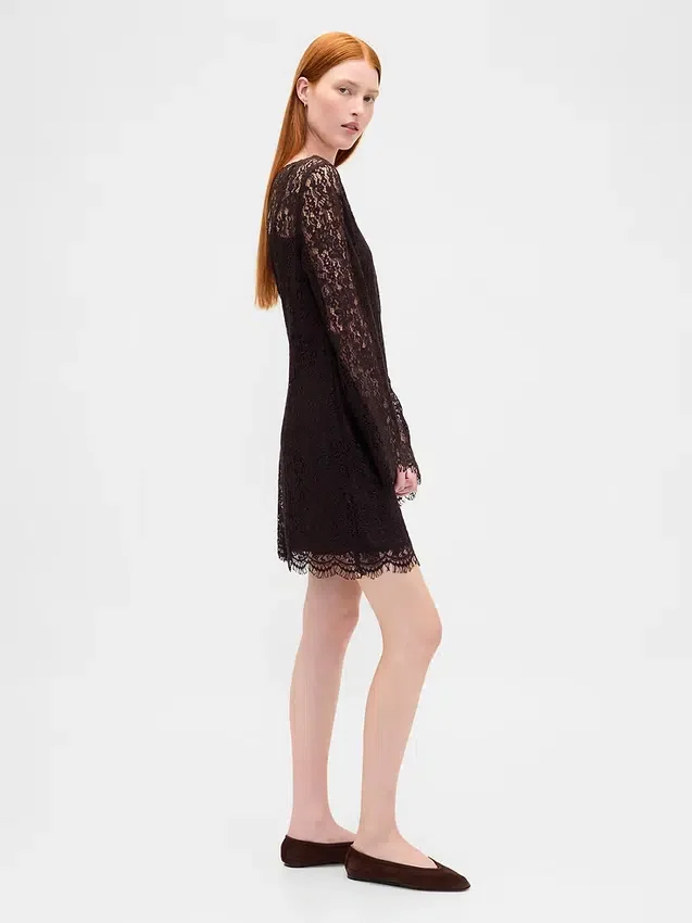 Mini-robe droite en dentelle