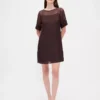 Mini-robe droite en organza transparent