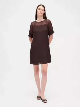 Mini-robe droite en organza transparent
