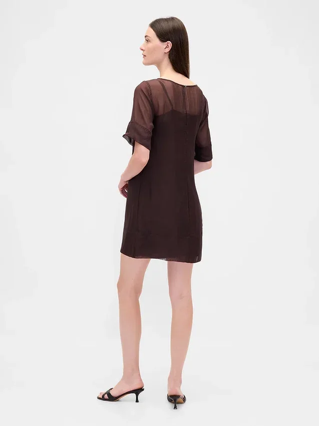 Mini-robe droite en organza transparent