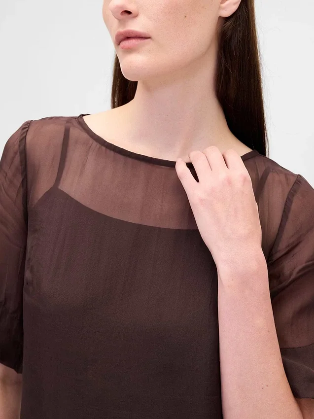 Mini-robe droite en organza transparent