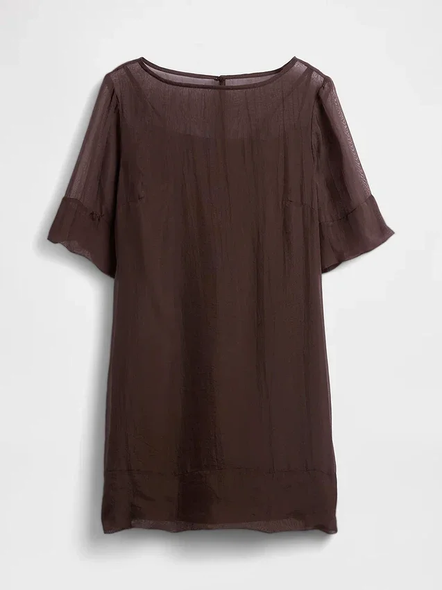 Mini-robe droite en organza transparent