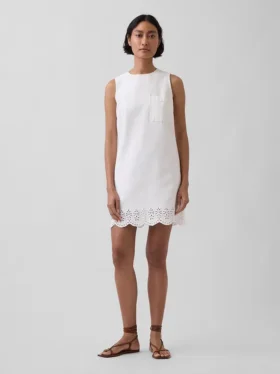 Mini-robe droite à ourlet ajouré