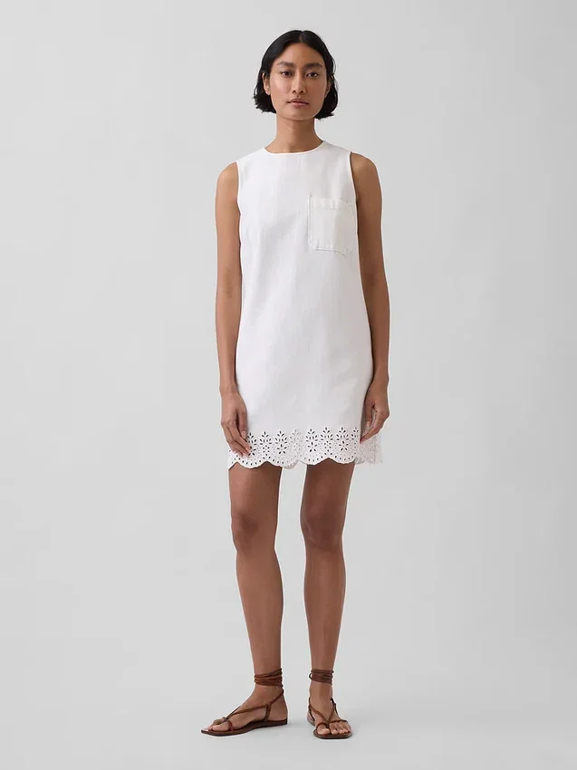 Mini-robe droite à ourlet ajouré
