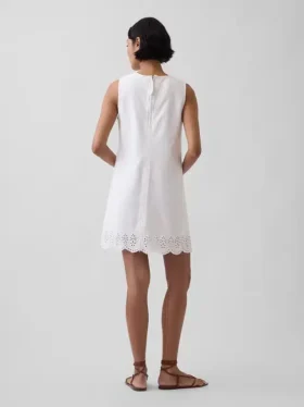 Mini-robe droite à ourlet ajouré