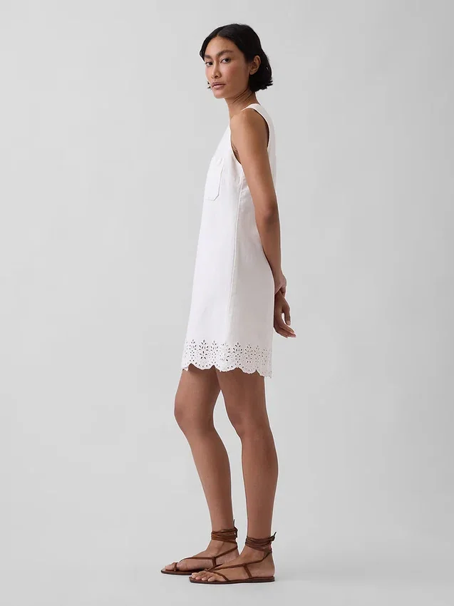 Mini-robe droite à ourlet ajouré