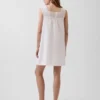 Mini-robe à empiècement en crochet en mélange de lin