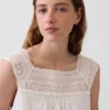 Mini-robe à empiècement en crochet en mélange de lin
