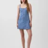 Mini-robe à empiècements en denim